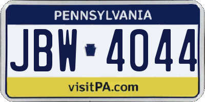 PA license plate JBW4044