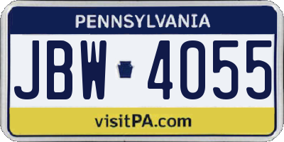 PA license plate JBW4055