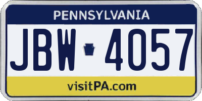 PA license plate JBW4057