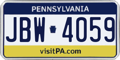 PA license plate JBW4059