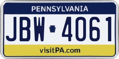 PA license plate JBW4061