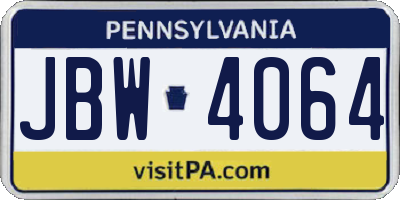 PA license plate JBW4064