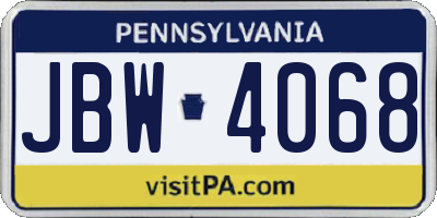 PA license plate JBW4068