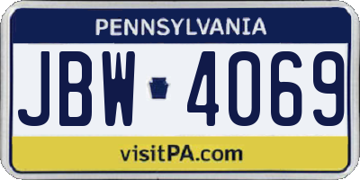 PA license plate JBW4069