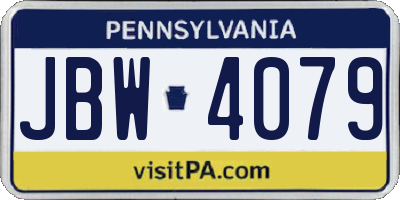 PA license plate JBW4079
