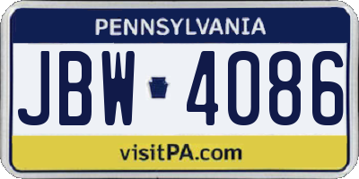 PA license plate JBW4086