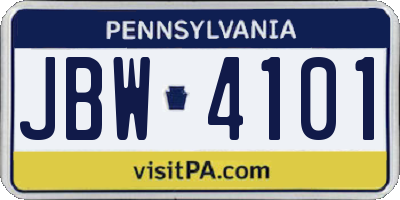 PA license plate JBW4101