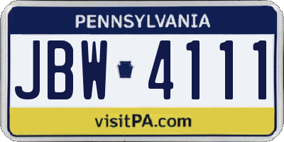 PA license plate JBW4111