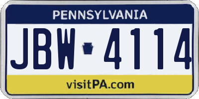 PA license plate JBW4114