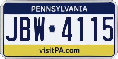 PA license plate JBW4115