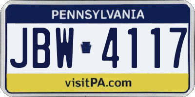 PA license plate JBW4117