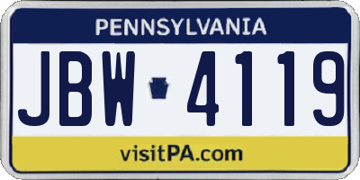 PA license plate JBW4119