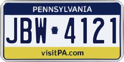 PA license plate JBW4121