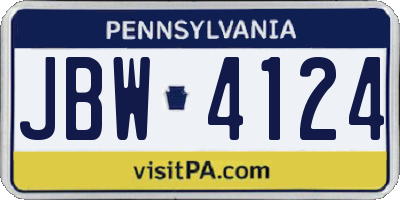 PA license plate JBW4124