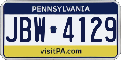 PA license plate JBW4129