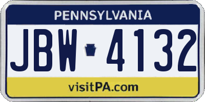 PA license plate JBW4132