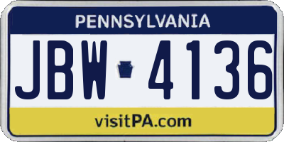 PA license plate JBW4136