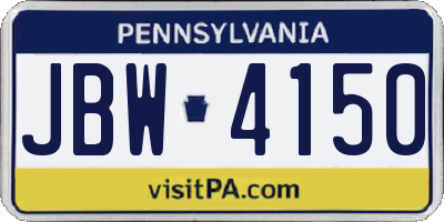 PA license plate JBW4150