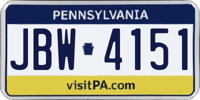 PA license plate JBW4151