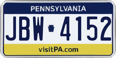 PA license plate JBW4152