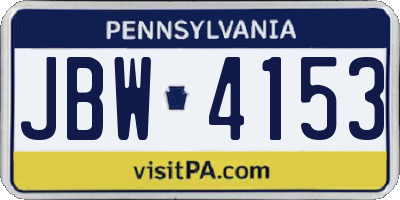 PA license plate JBW4153