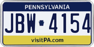 PA license plate JBW4154