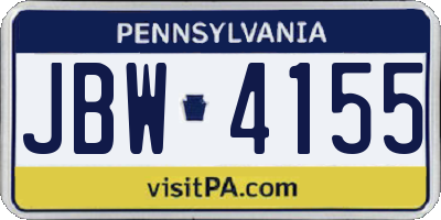 PA license plate JBW4155