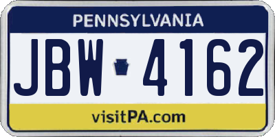 PA license plate JBW4162