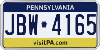 PA license plate JBW4165