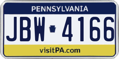 PA license plate JBW4166