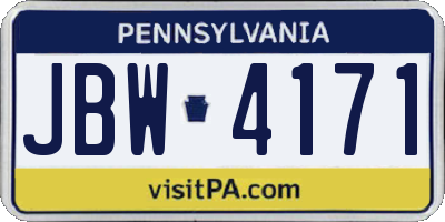 PA license plate JBW4171