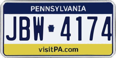 PA license plate JBW4174