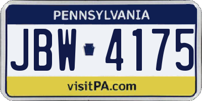 PA license plate JBW4175