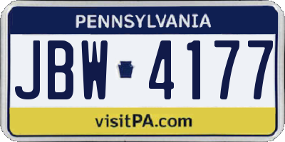 PA license plate JBW4177
