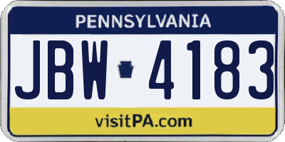 PA license plate JBW4183