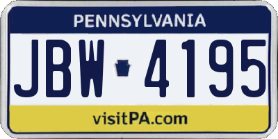 PA license plate JBW4195