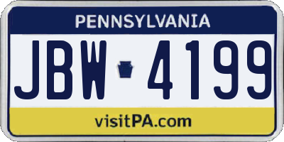 PA license plate JBW4199