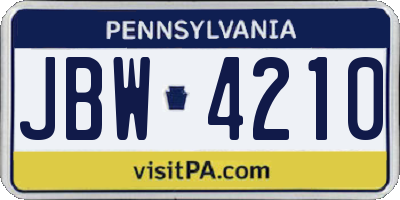 PA license plate JBW4210