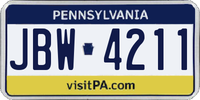 PA license plate JBW4211