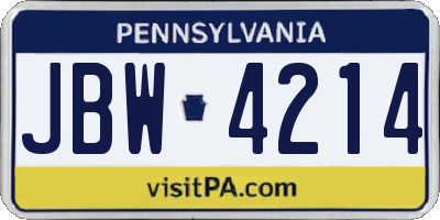 PA license plate JBW4214