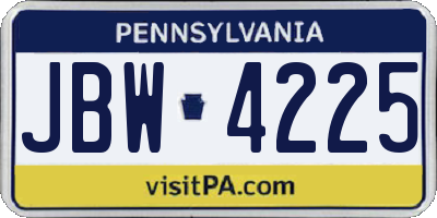 PA license plate JBW4225