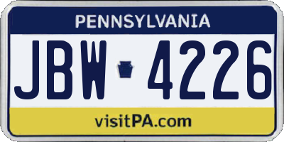 PA license plate JBW4226