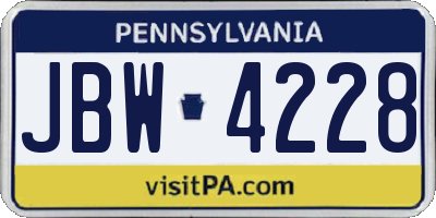 PA license plate JBW4228