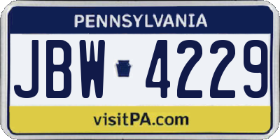 PA license plate JBW4229