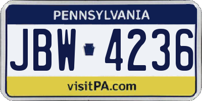 PA license plate JBW4236