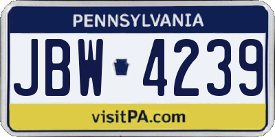 PA license plate JBW4239