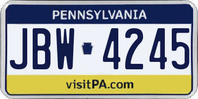 PA license plate JBW4245