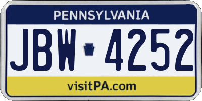 PA license plate JBW4252