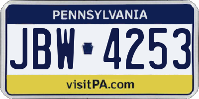 PA license plate JBW4253
