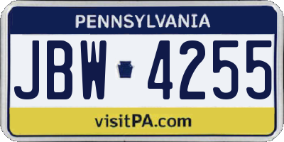 PA license plate JBW4255